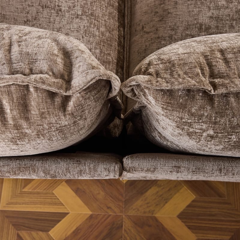Full KD Double Cushion Chenille Sofa with Ottoman