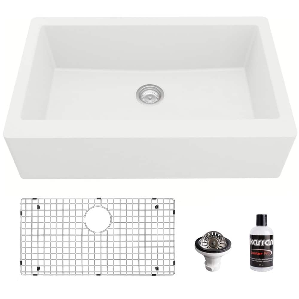 Karran USA QA-740-PK1 Quartz QA 34" Farmhouse Single Basin Quartz