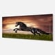 preview thumbnail 2 of 14, Designart 'Black Friesian Horse Gallop' Animal Photography Metal Wall Art