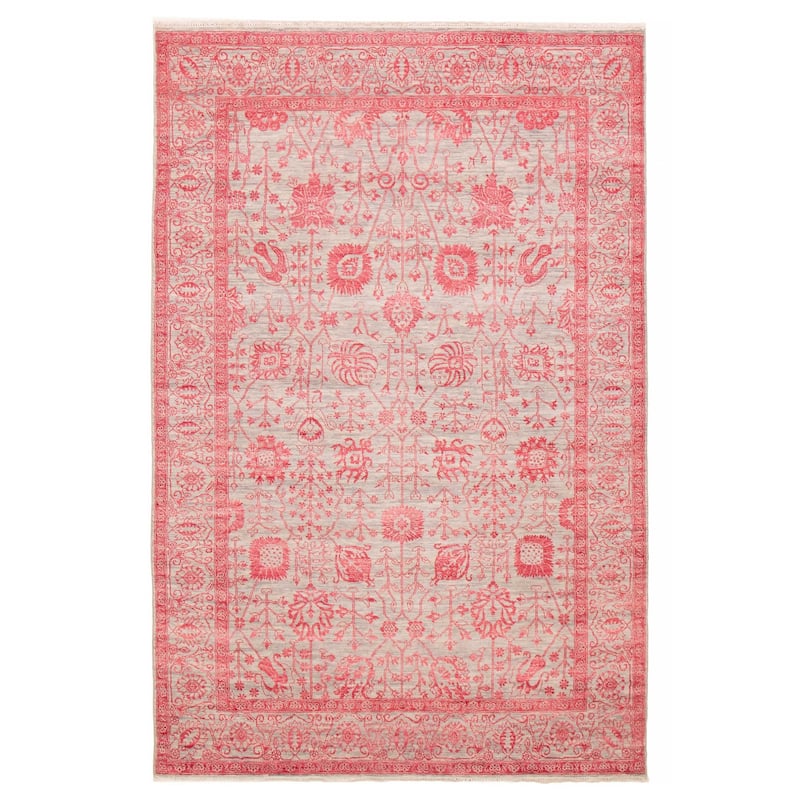 ECARPETGALLERY Hand-knotted Heritage Light Grey Silk, Wool Rug - 6' 1" x 9' 1" - Light Grey - 6' 1" x 9' 1" - Rectangle