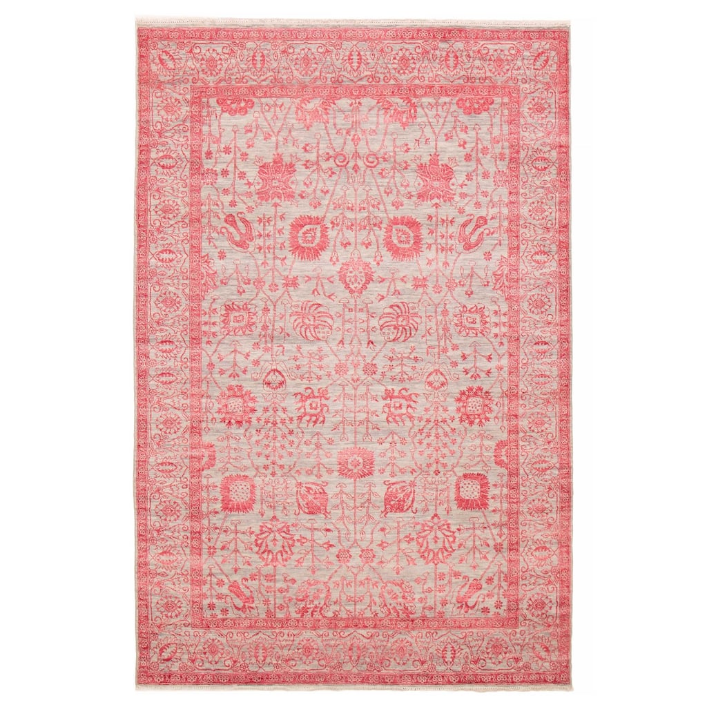 ECARPETGALLERY Hand-knotted Heritage Light Grey Silk, Wool Rug - 6' 1" x 9' 1"