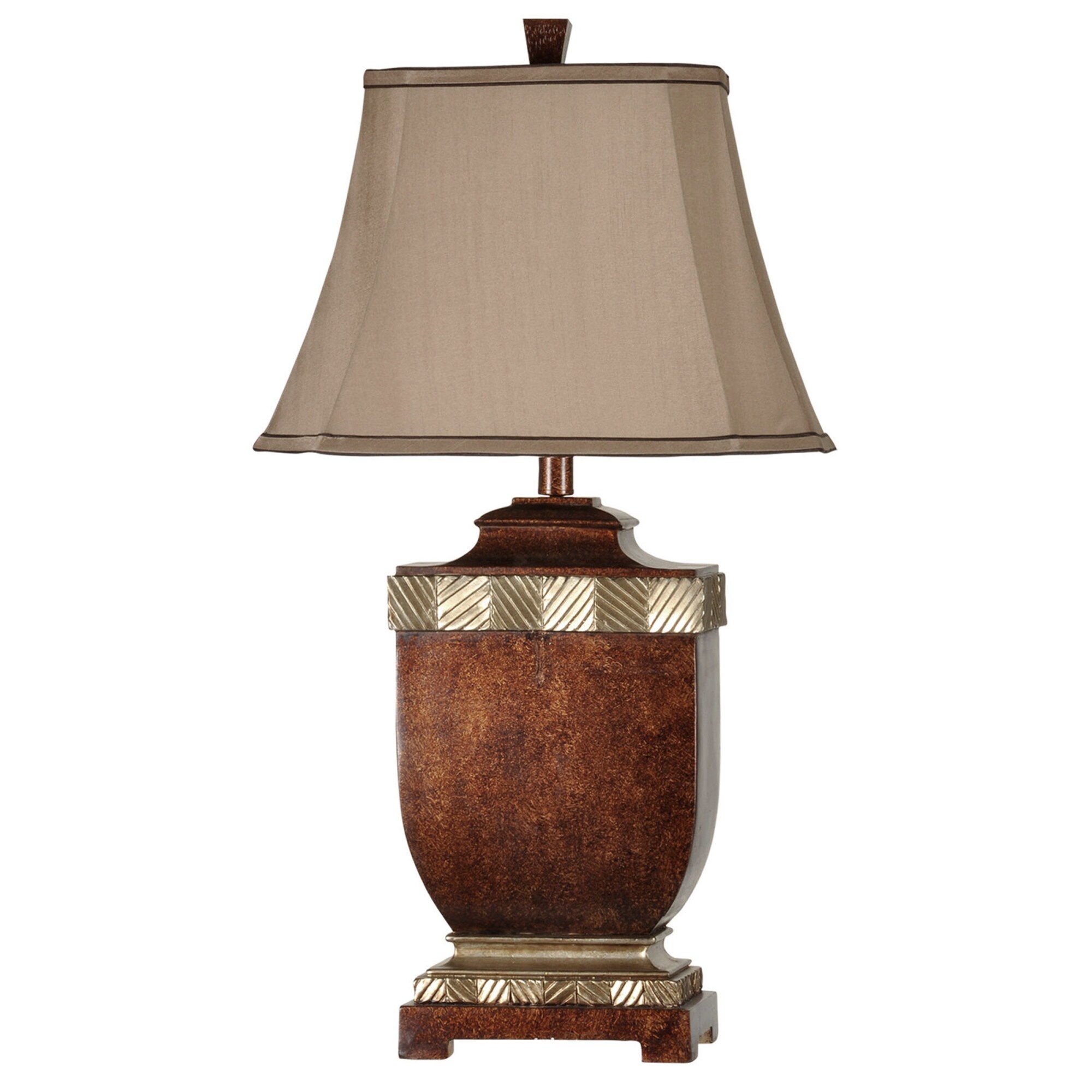 Delacora Sc L34236 Winfield 29 Tall Accent Table Lamp With Silk Blend Shade Brown And Gold Overstock 25649055