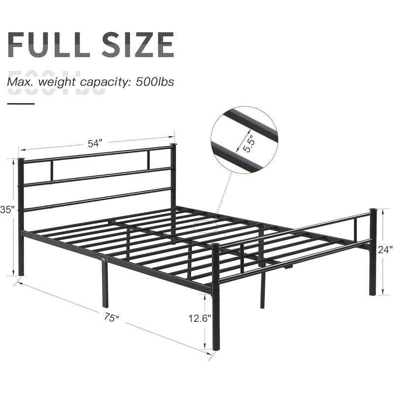 Black Reinforced Metal Platform Bed Frame, Twin/Full/Queen Size Bed
