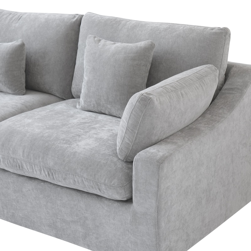 Large Linen Corner Sectional Sofa Couch for Living Room Set