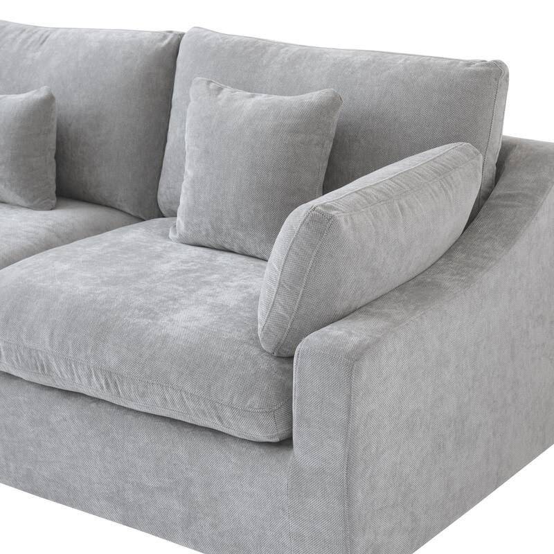 Minimalist Linen Sectional Sofa Cloud Couch, L-Shape Deep Seat Couch with Cushions