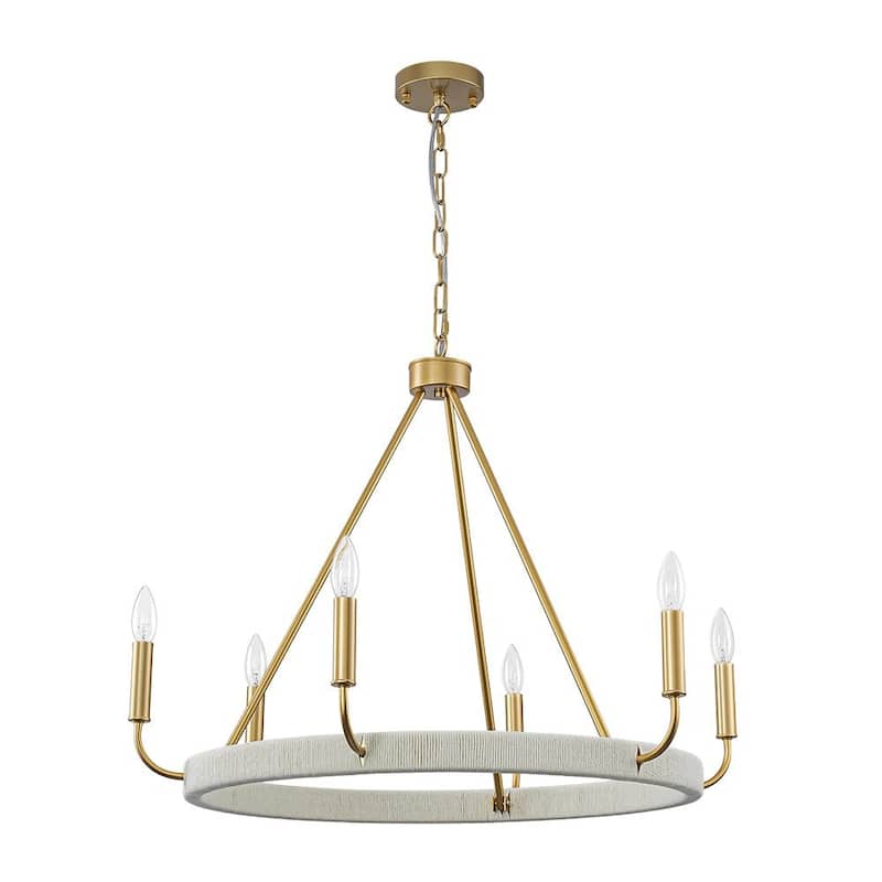 Modern Lodge 6-Light Candle-style Circular Chandelier - 30.1 in