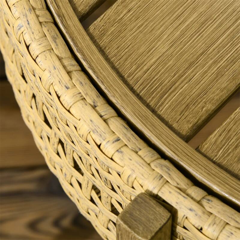 Outdoor PE Wicker Nesting End Tables Set of 2 for Patio or Garden - 23.2" L x 23.2" W x 21.7" H