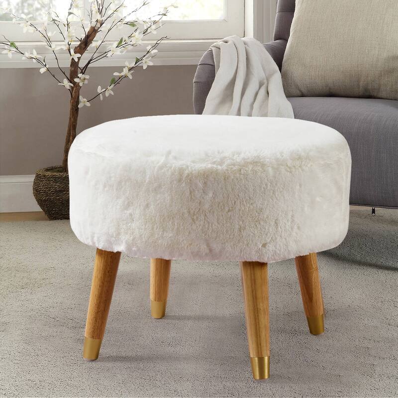 Serenta Heavy FauxFur Oval Ottoman