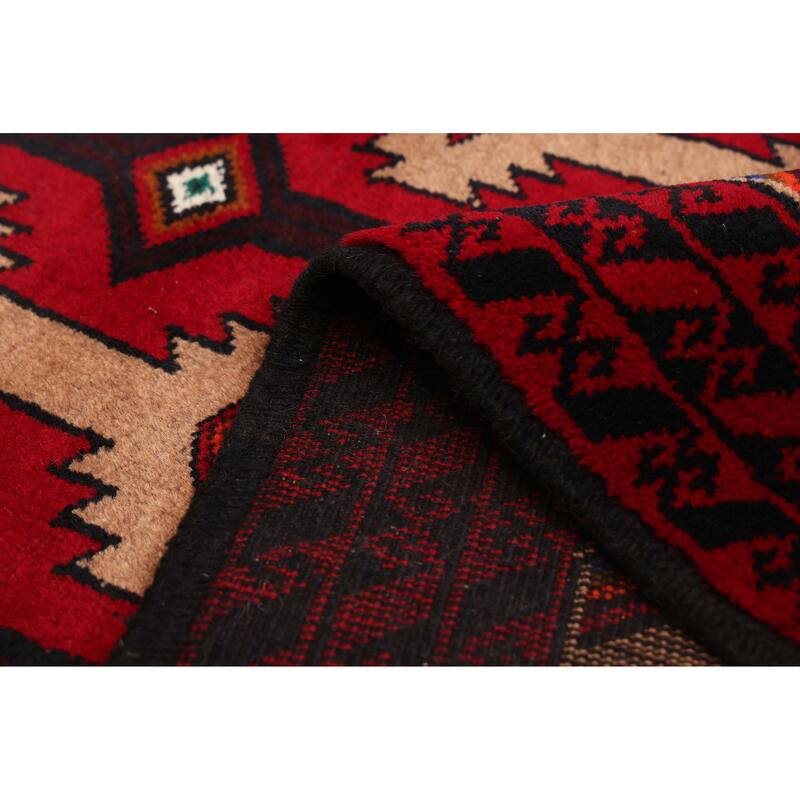 ECARPETGALLERY Hand-knotted Baluch Red Wool Rug - 3'4 x 6'5
