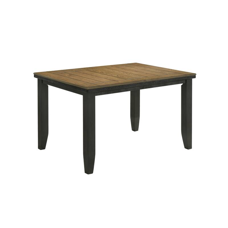 1pc Contemporary Style Dining Rectangular Table with18" Leaf Tapered Block Feet Wheat Charcoal Finish Dining Room Solid