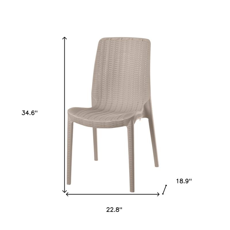 Set of Four Taupe Heavy Duty Plastic Outdoor Stacking Dining Chairs