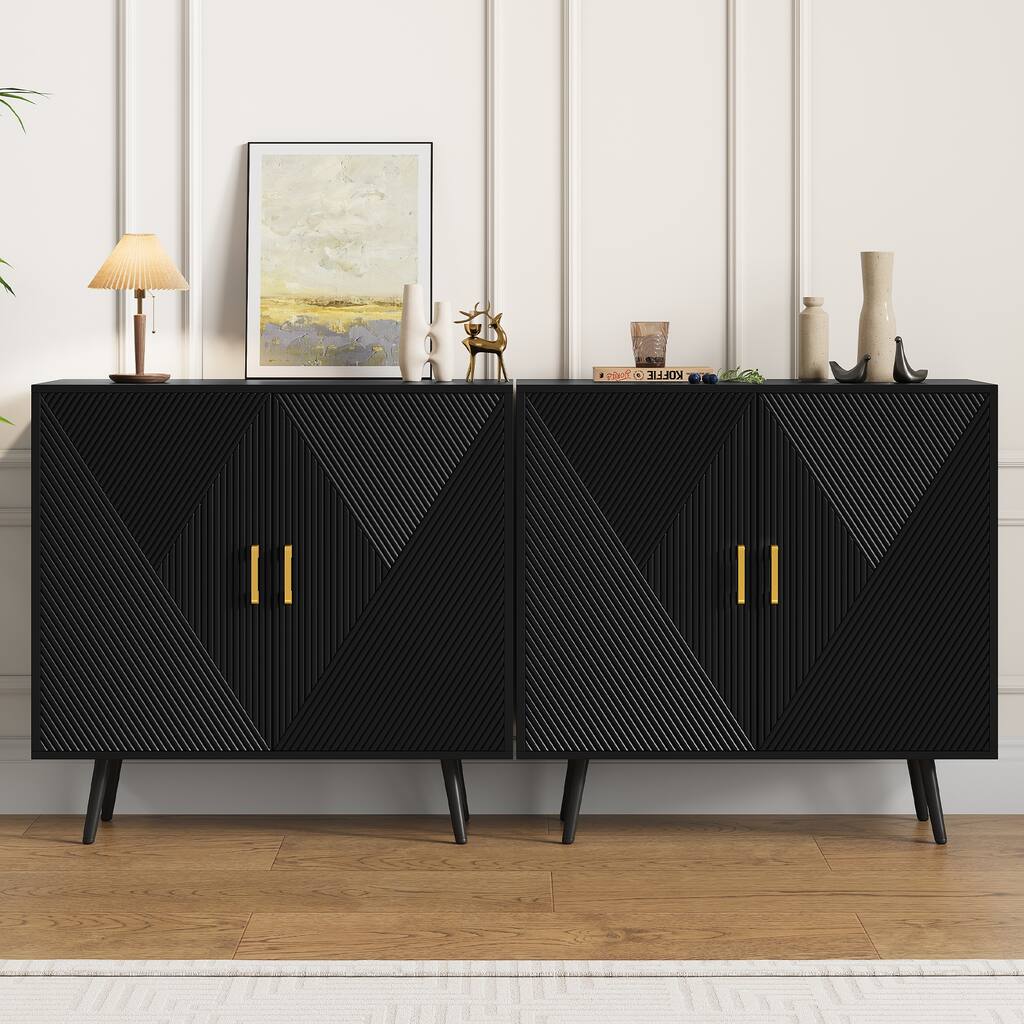 70.1'' Wide Wood Sideboard Buffet Storage Cabinet with 4 Door and Adjustable Shelves