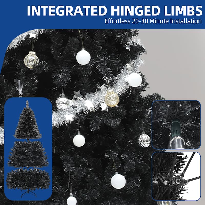 7.5ft Pre-lit Black Christmas Tree with Lights with 1600 Tips & 550 UL Listed Lights