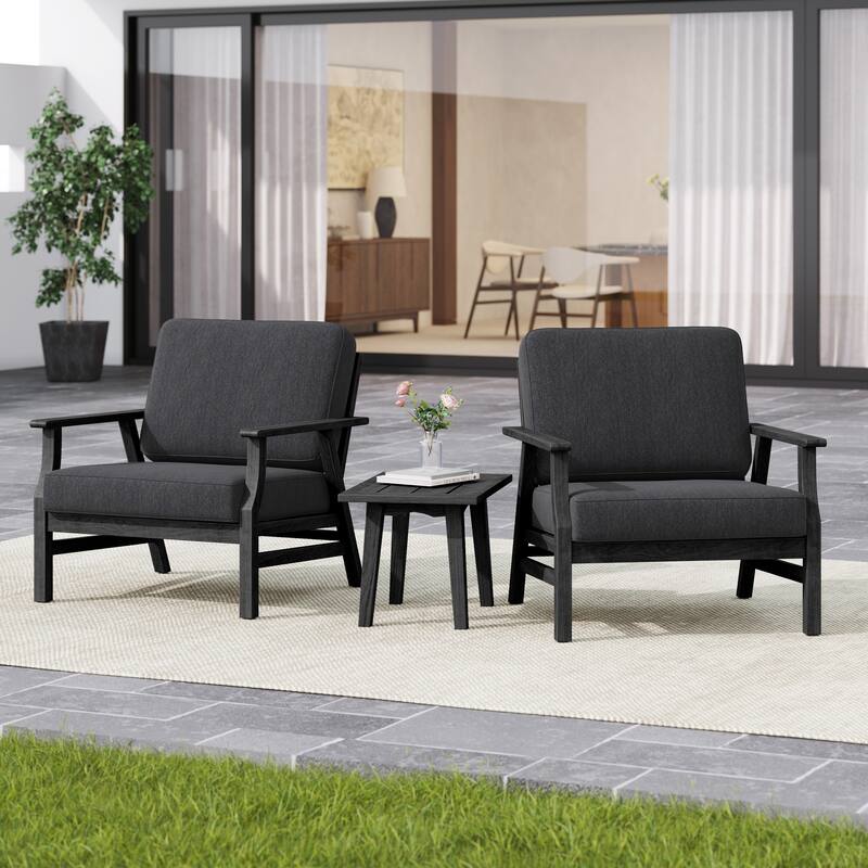 3-piece Cushioned Outdoor Club Chiars With Side Table