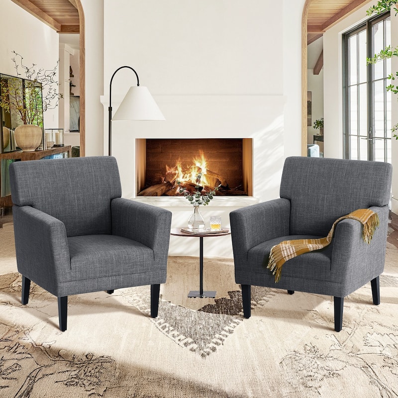 Modern Upholstered Armchair - Plush Fabric Accent Chair for Living Room & Bedroom