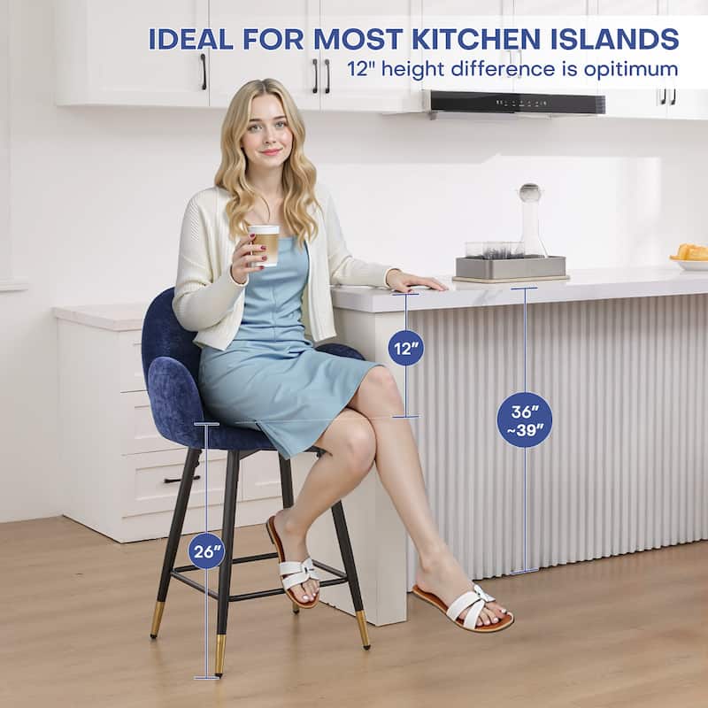 Upholstered Swivel Counter Stools with Arms Set of 2 - 38.6"H * 22.83"W * 22.83"D