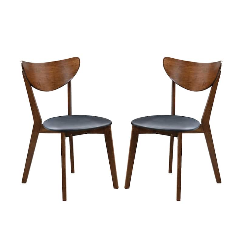 Set of 2 Dining Chairs in Walnut and Black - Set of 2 - Walnut and Black - Dining Height