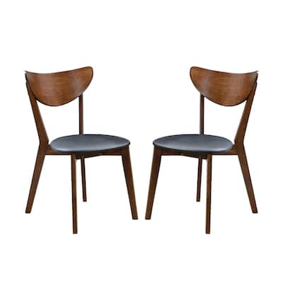 Set of 2 Dining Chairs in Walnut and Black