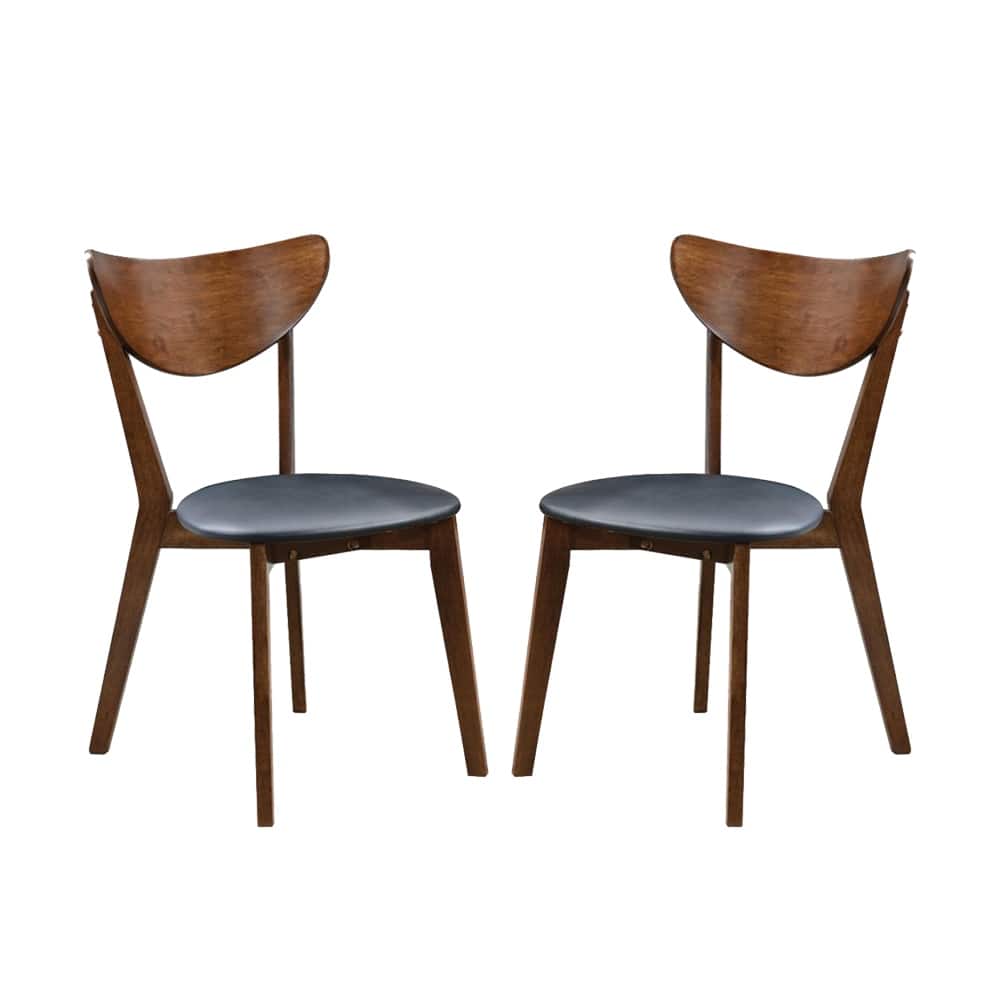 Set of 2 Dining Chairs in Walnut and Black