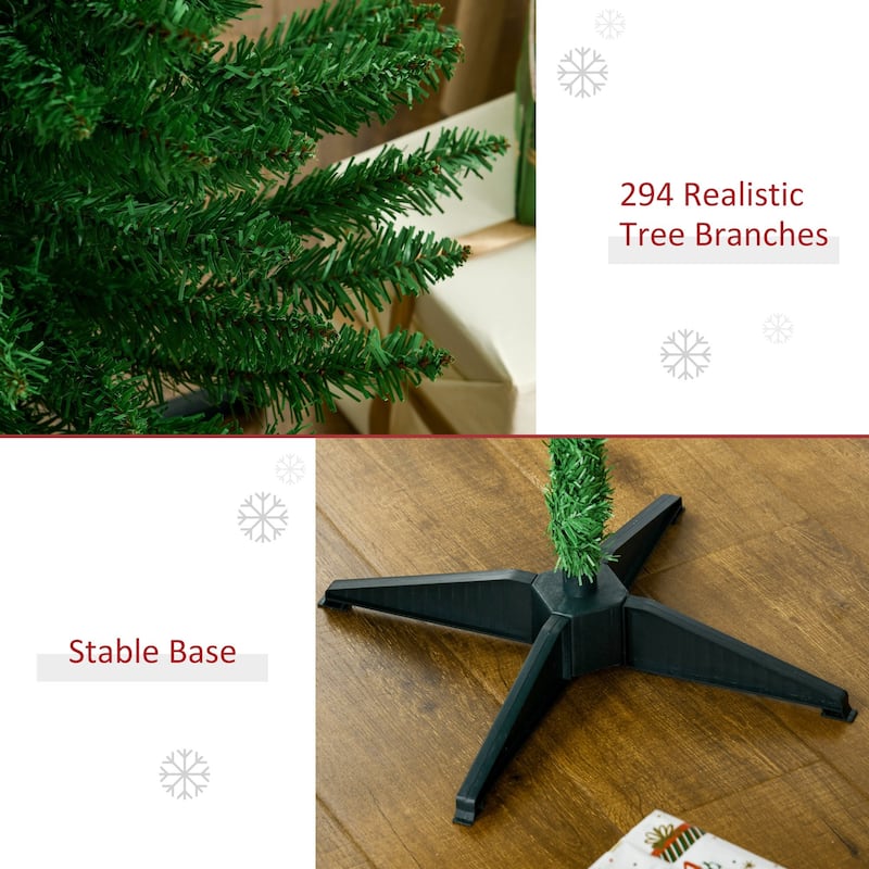 HOMCOM 5' Artificial Pencil Christmas Tree, Slim Xmas Tree with 294 Realistic Branch Tips and Plastic Stand, Blue - 4.91 ft