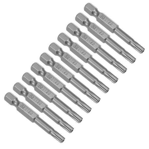 10Pcs 1/4" Hex Shank 50mm Length Magnetic Torx Security T25 Screwdriver Bits S2 - H1/4*50L*TT25 10pcs