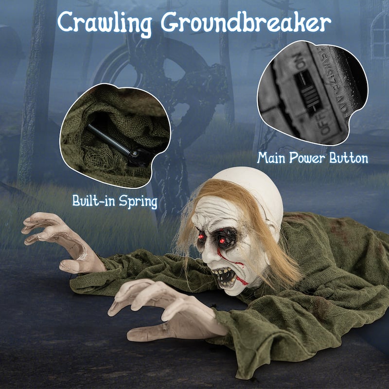 Gymax Halloween Skeleton Groundbreaker Decoration Sound-Actived
