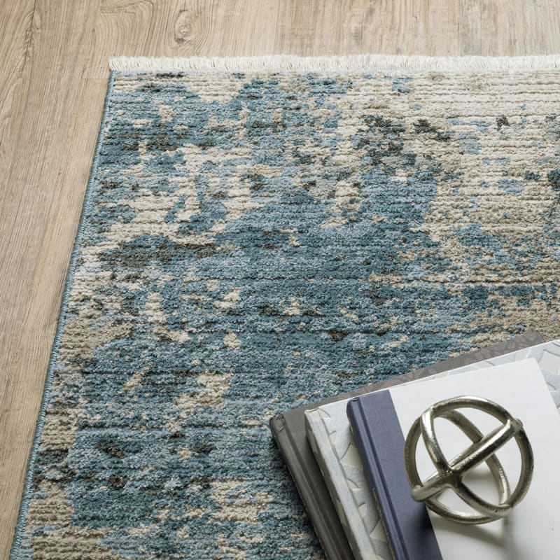 Style Haven Boulevard Power-Loom Recycled P.E.T. Abstract Blue/ Beige Rug-