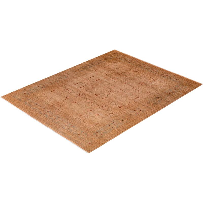 Overton Hand Knotted Wool Vintage Inspired Modern Contemporary Overdyed Ivory Area Rug - 8' 1" x 10' 6"