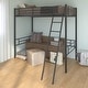 preview thumbnail 2 of 7, Black Twin Size Steel Loft Bed, Full-Length Guardrails, Ladder, Space-Saving, Sturdy Metal Construction