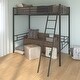 preview thumbnail 2 of 7, Black Twin Size Steel Loft Bed with Guardrails & Ladder