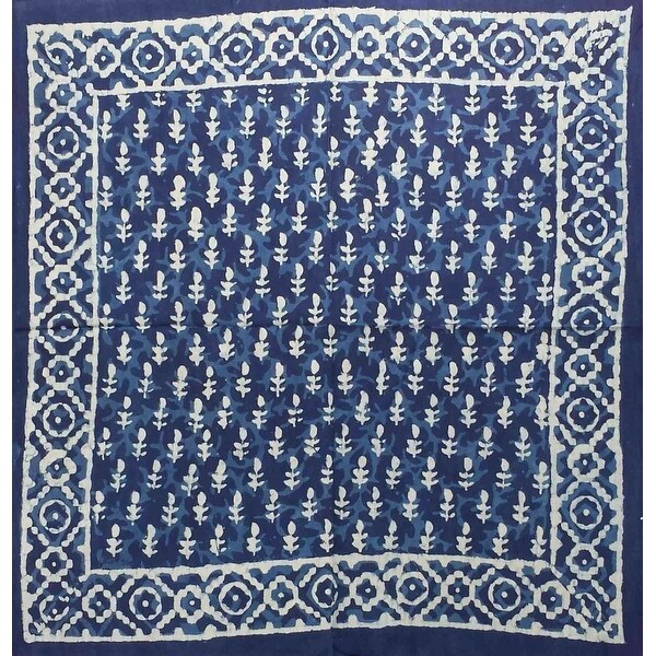 1 x Dark Blue Cotton Bandana White Design Pattern Both Side Neck Scarf