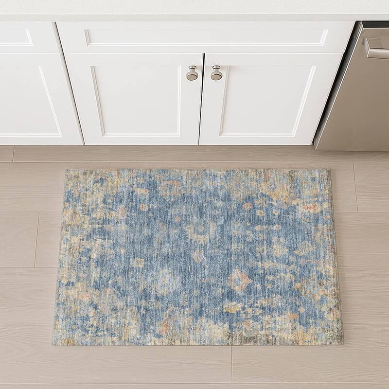 Machine Washable Indoor/ Outdoor Vintage Traditional Chantille Rug