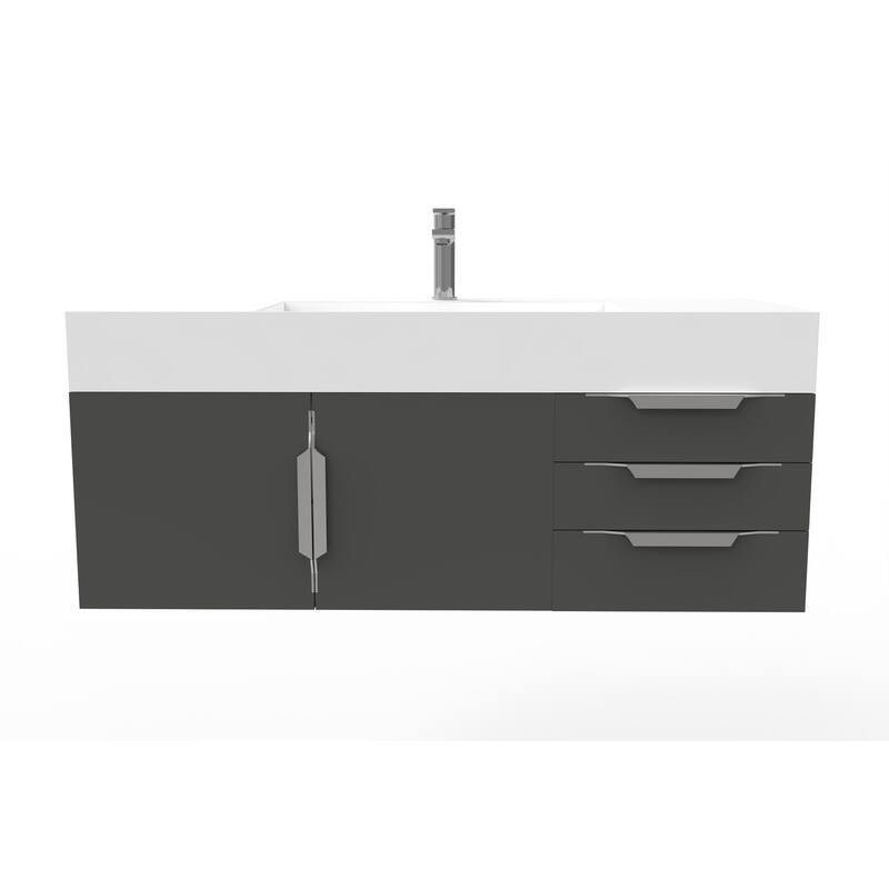 Amazon 48" Wall Mounted Bathroom Vanity Set with White Solid Surface Top