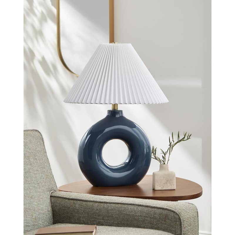 Livabliss Solara Traditional Accent Table Lamp - Dark Blue/White