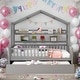 preview thumbnail 19 of 25, Modern Twin Size Wooden House Bed Kids Bed with Trundle and Shelf,Playhouse Design Grey