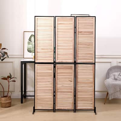 3 Panel Room Dividers and Folding Privacy Screen Natural Wooden Room Partitions 6ft Wall Divider for Room Separation