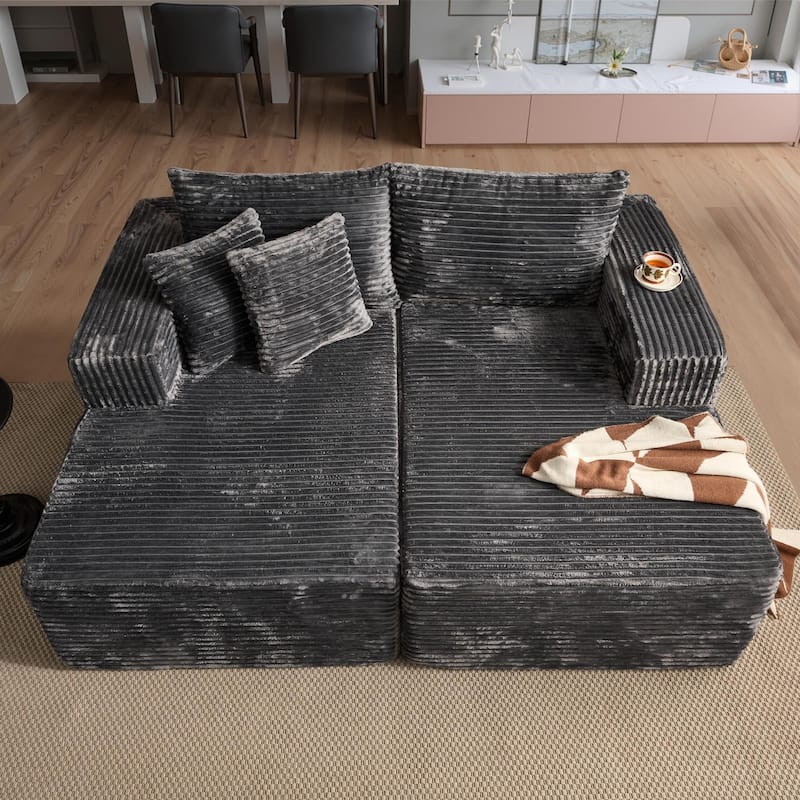 OVIOS Plush Sponge Double Chaise Lounge Sofa