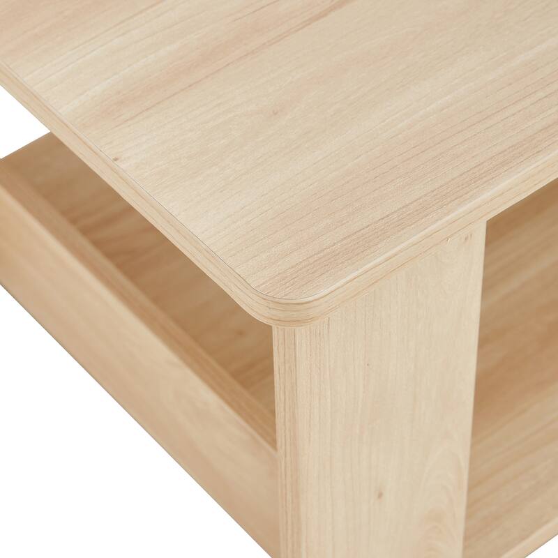 Modern minimalist wood grain double layered coffee table for living room