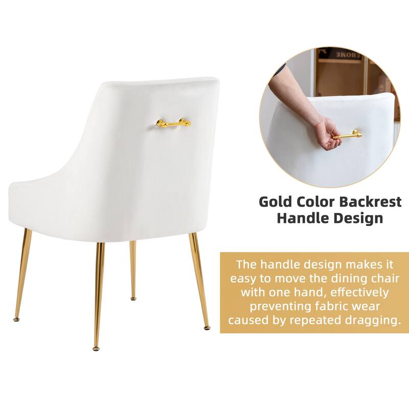 XINMICS Mid-Century Modern Velvet Dining Chair, Upholstered Parsons Chair, Set of 2