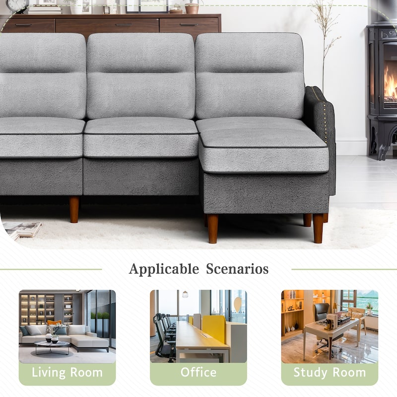 Futzca 78” L Shaped Sofa Couch with Ottoman and Side Storage Bag