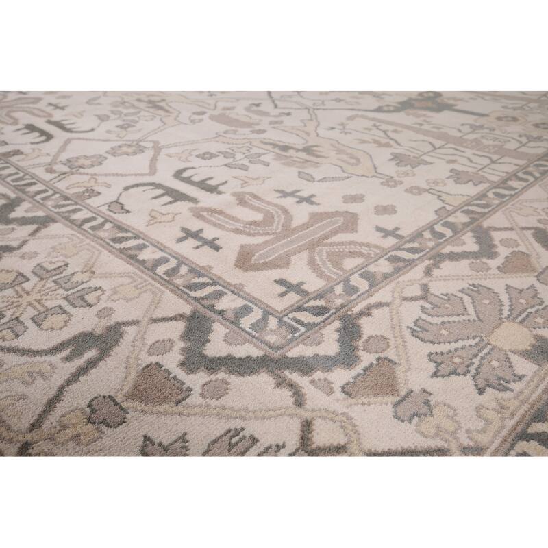 Earth Tone Oushak Area Rug Handmade Wool Carpet - 9'0"x 12'0"