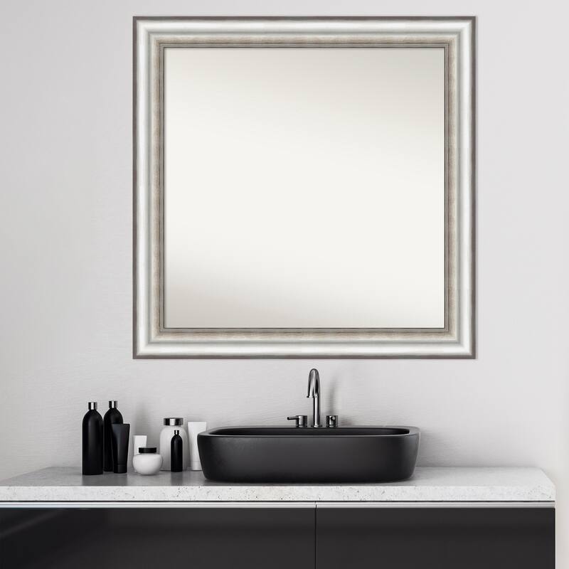 Non-Beveled Bathroom Wall Mirror - Salon Silver Frame