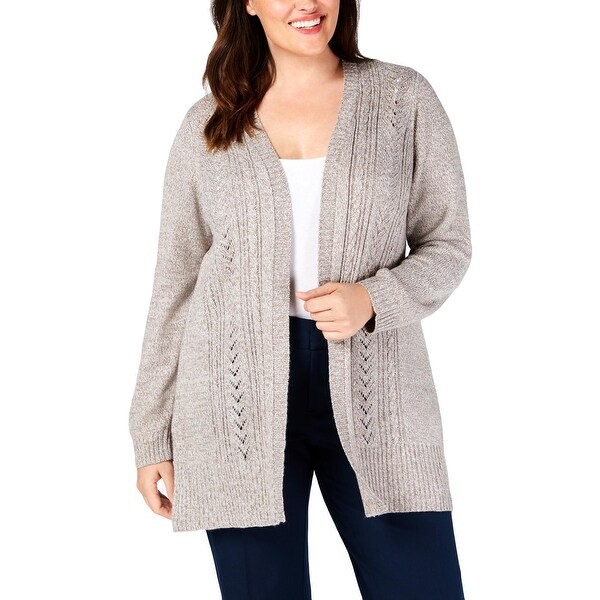 Shop Karen Scott Womens Plus Cardigan Sweater Marled Open Shop Karen Scott Womens Plus Cardigan Sweater Marled Open