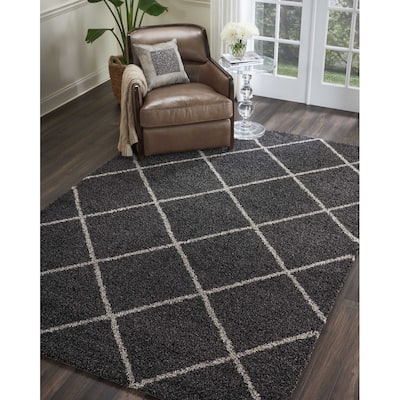 Nourison Brisbane Large Diamond Geometric Modern Shag Area Rug