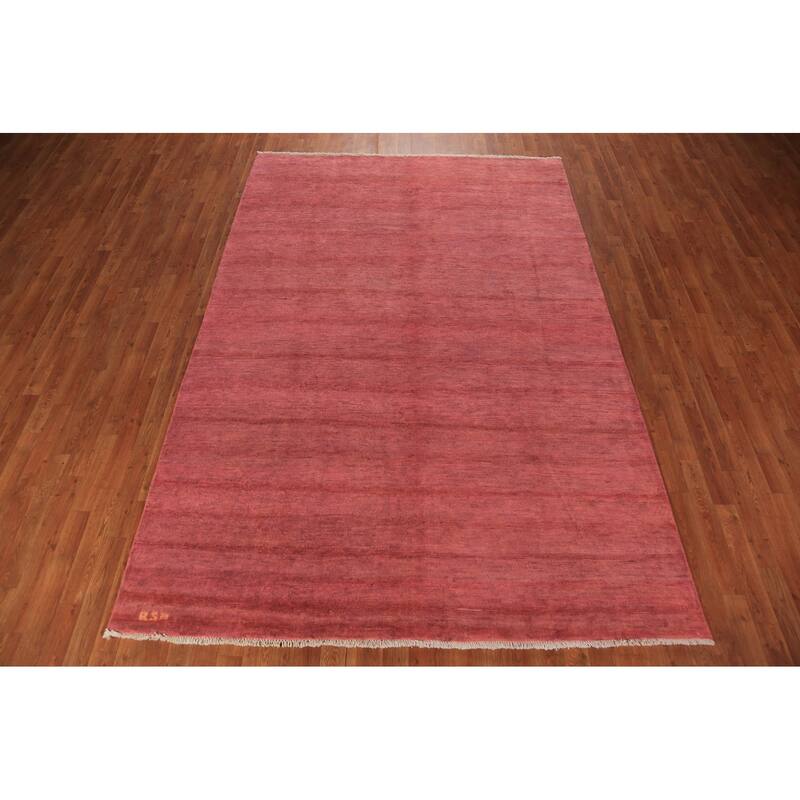 Modern Pink Gabbeh Oriental Area Rug Handmade Wool Carpet - 6'7" x 9'9"