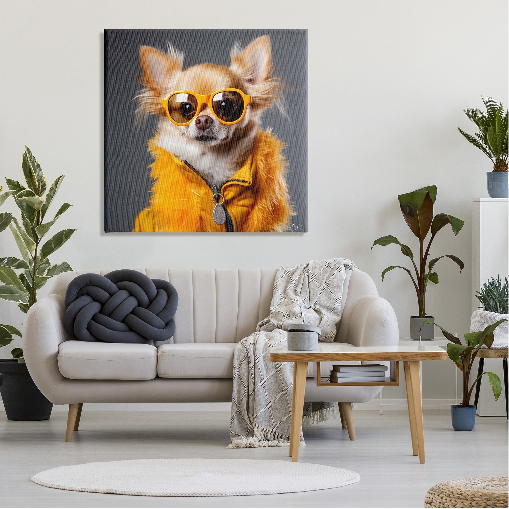 Stupell Trendy Chihuahua Portrait Canvas Wall Art Design by
