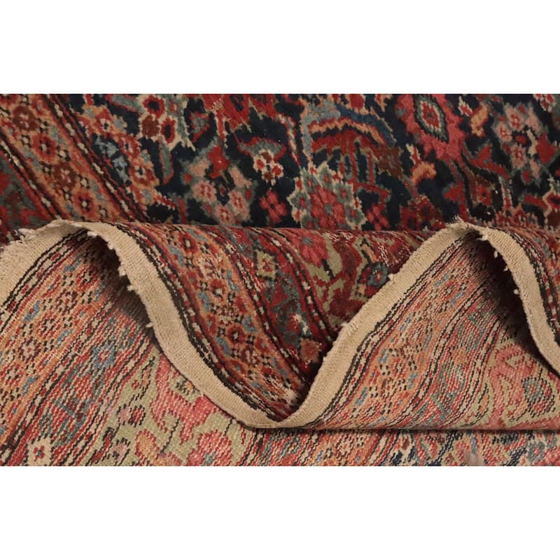 Hand Knotted Oriental 100% Wool Carpet Traditional Floral Navy Blue & Blues Sultanabad Area Rug - 12' 11'' X 6' 0''