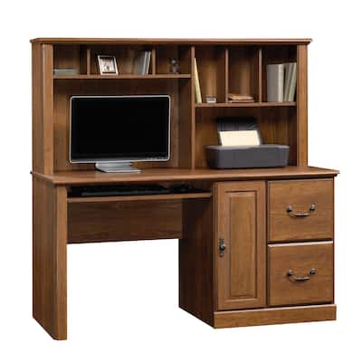 Computer Desk with Hutch Milled Cherry Finish