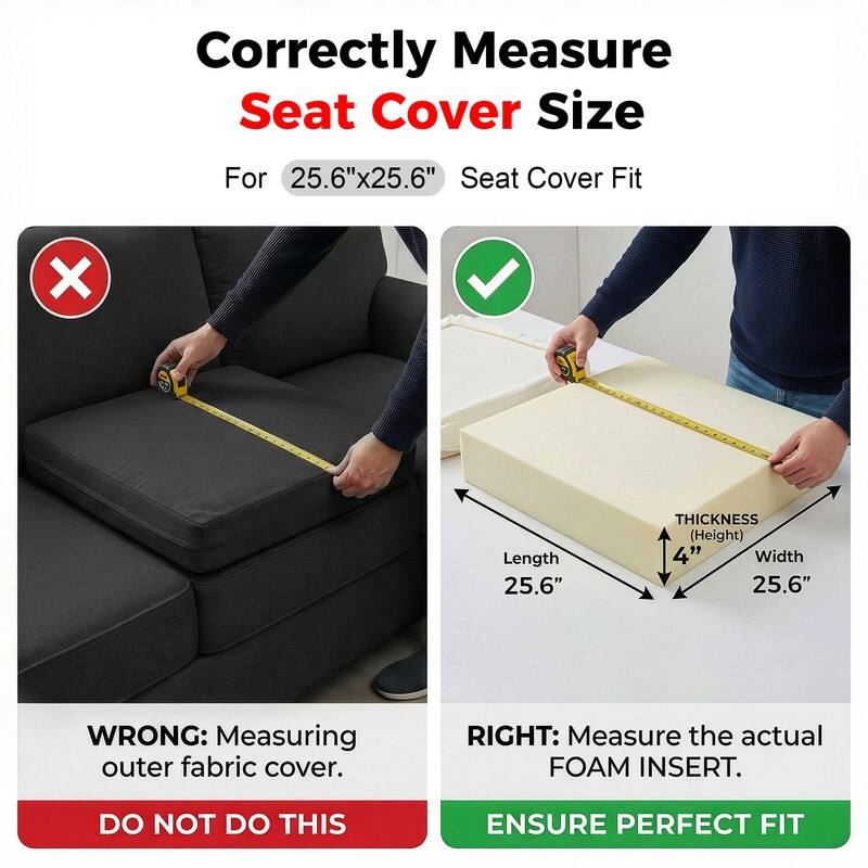 FINCATI 25.6" × 25.6" Outdoor Cushion Cover, Replacement Slipcover for Sofa Cushions, Patio Seat Cover 25.6 Inches (COVER ONLY!)