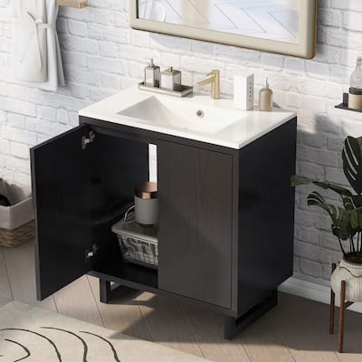 Solid Wood Frame 30" Bathroom vanity Set with Sink